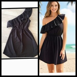 Rip Curl One Shoulder Black Dress Beach Cover Up Size Small•